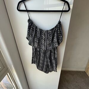 Free People Black and White Strapless Romper
